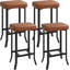 Tabourets de bar modernes, hauteur du comptoir, siège rembourré en similicuir, pieds en métal asymétriques, compacts pour les petits espaces, montage facile, brun, ensemble de 4-84154849-84154862