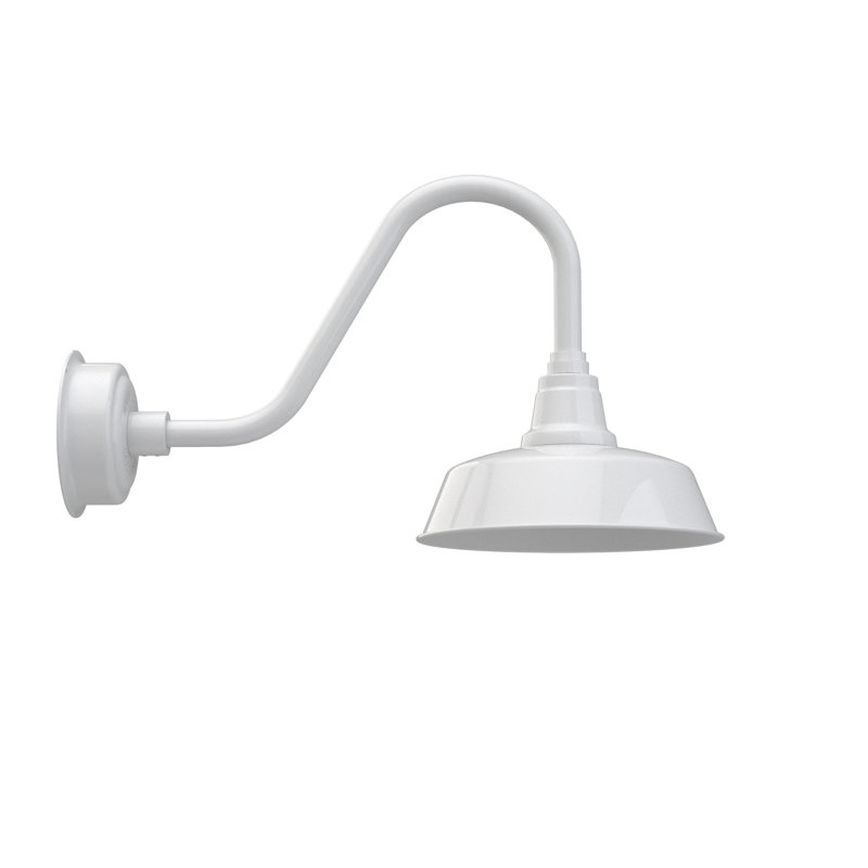 Luminaire de grange d’extérieur à del Vandervliet, H 14,38 po x l 12 po x P 25 po, Blanc