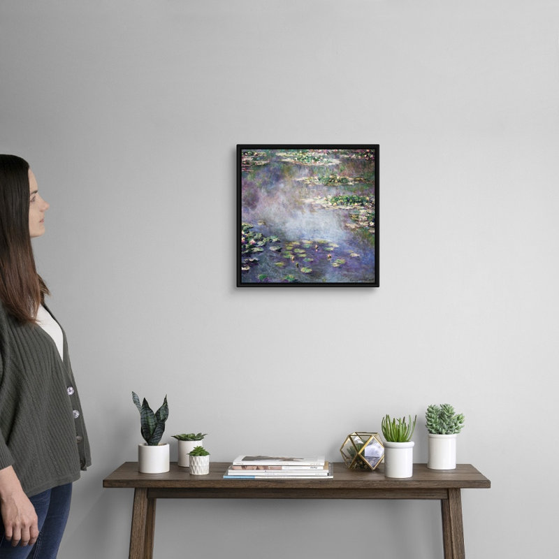 "Nymphéas" par Claude Monet, reproduction d’art sur toile, H 18 po x l 18 po x P 1,75 po, Cadre noir