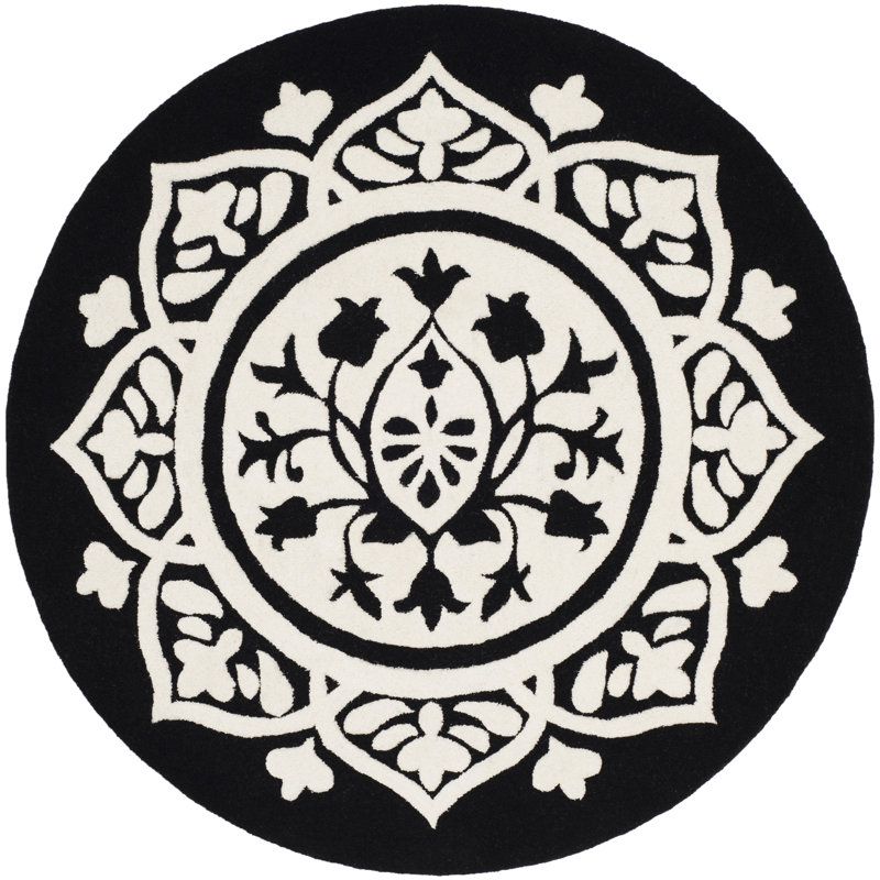 Rudra Hand Tufted Wool Floral Rug, Round 5'