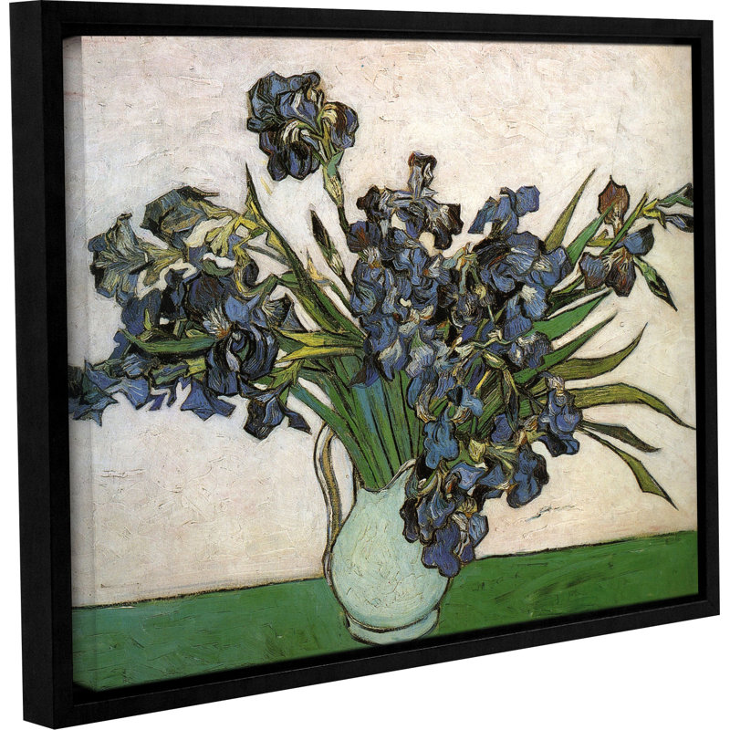 Vase avec des iris violets sur fond rose par Vincent Van Gogh - reproduction, H 36 po x l 48 po
