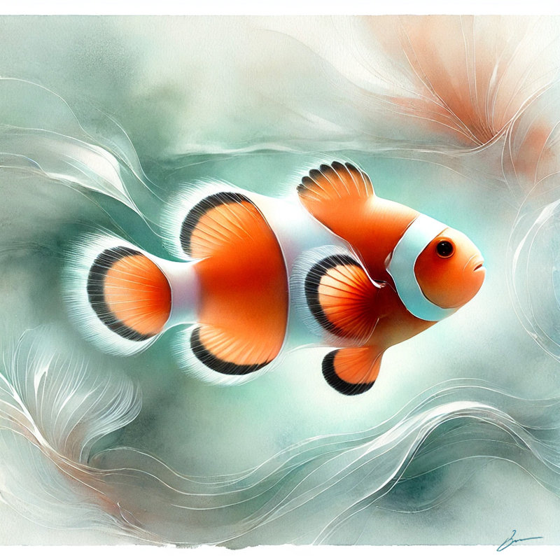 «Vibrant Clownfish», art mural sur toile tendue, H 12 po x l 12 po