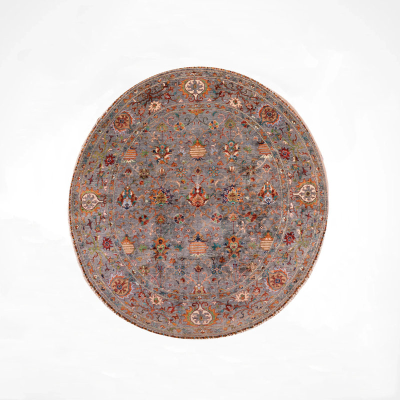 Tapis en laine et coton gris noué à la main Original Original