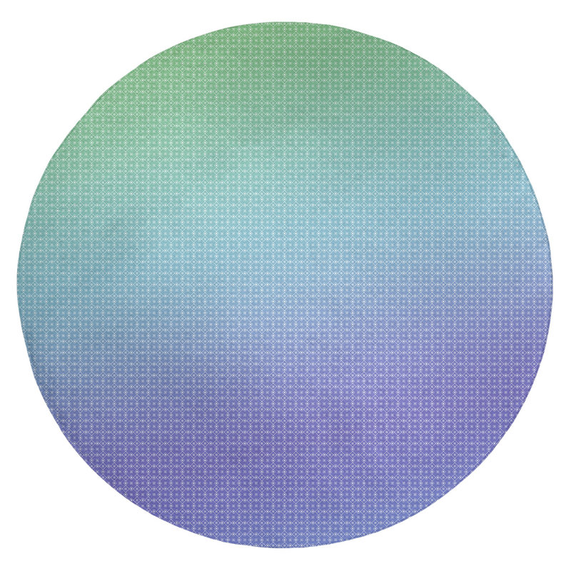 Tapis vert/bleu clair/jaune dégradé napperon, Rond 5 pi