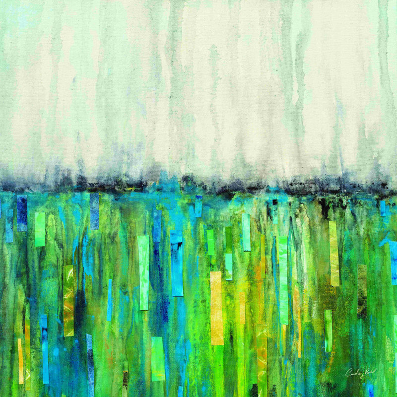 Chute d'eau - Peinture, H 20 po x l 20 po, Papier avec cadre photo doré simple sans passe-pa