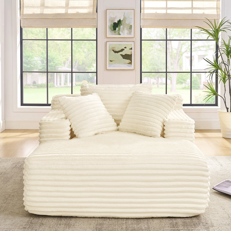 Canapé-lit rembourré en mousse Corduroy, Beige