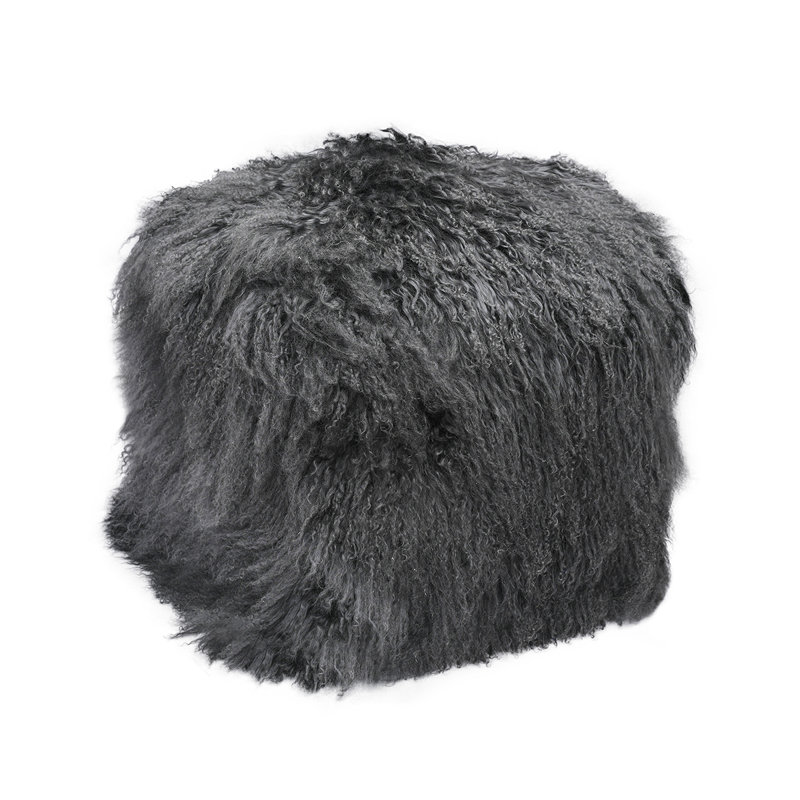Tibetan Square Pouf, Charcoal 