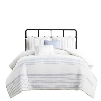 5 Piece Cotton Duvet King/ King - Multicolor Bedding, Inner Tie Cover And Pillows For With Contrasting Colors, Fluffable Decorative