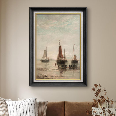Classical Ocean Nautical Boat By The Beach - Picture Frame Painting on Canvas