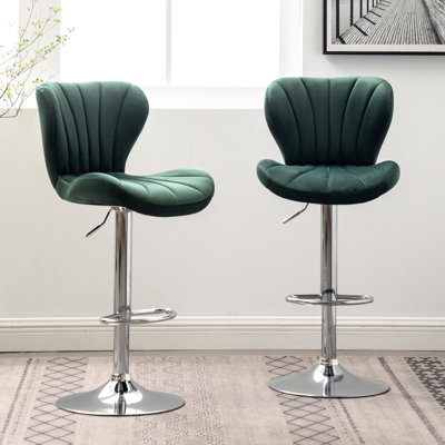 Stylish In , Of 2 With A Soft Velvety Seat And Gas-lift Adjustment Vertical Pattern Adjustable , - Velvet Upholstered Seats, 360 Degree Rotation, Height Adjustable, Contemporary Chair