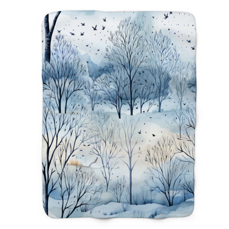 Paysage artistique - couverture en sherpa de qualité supérieure 1 pièce, Grand lit