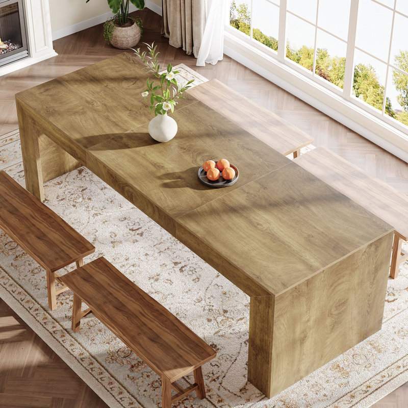 Table de salle à manger 86,6 pouces, Brun