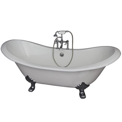 71'' x 30.5'' Soaking Cast Iron Bathtub with Faucet