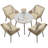 5-Piece Patio Dining Table Set with Umbrella Hole-368560303