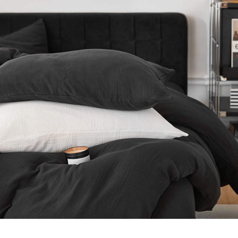 Ensemble de housse de couette - Rehaussez votre chambre à coucher avec un style douillet et des designs élégants, Noir