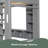 Wood Gaming Loft Bed With Desk, Multi-Storage Shelves, LED And A Hanging Clothes Rack, Gray-760668356