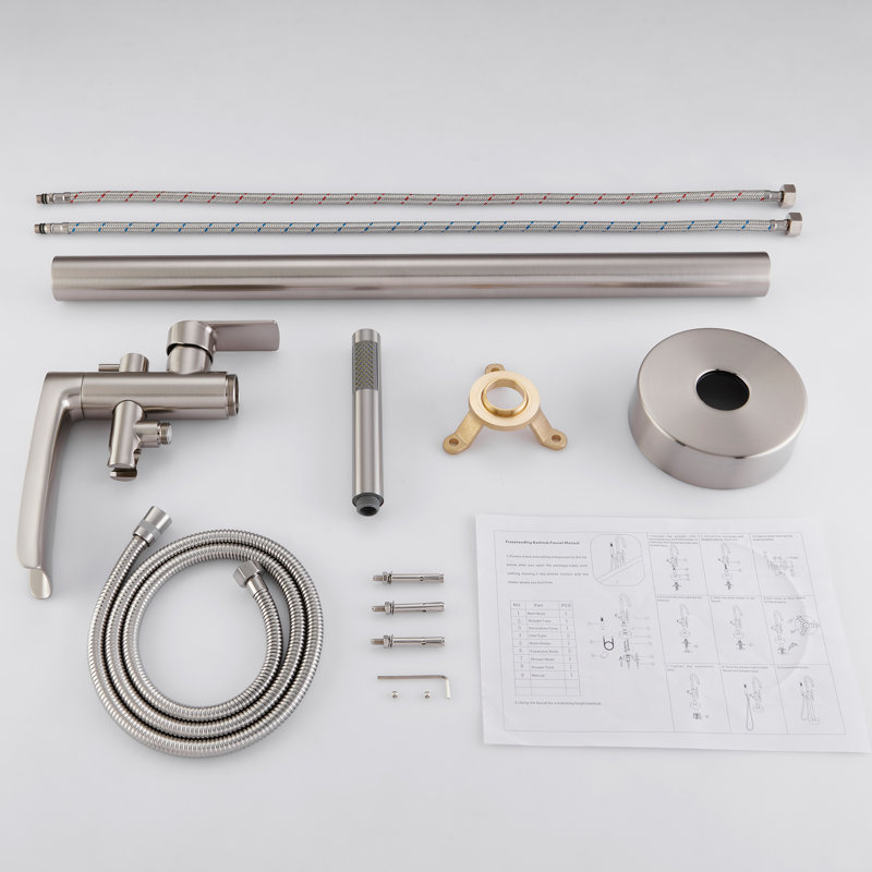 Floor Waterfall Faucet with Diverter, Brushed Nickel