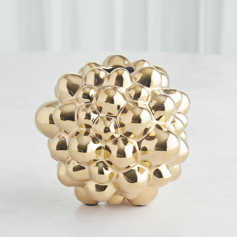 Bubble Vase, Bright Gold, 6.75" H x 7" W x 7" D