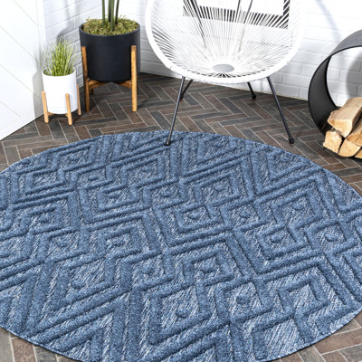 Fierros Moroccan Diamond Navy Indoor/Outdoor Rug
