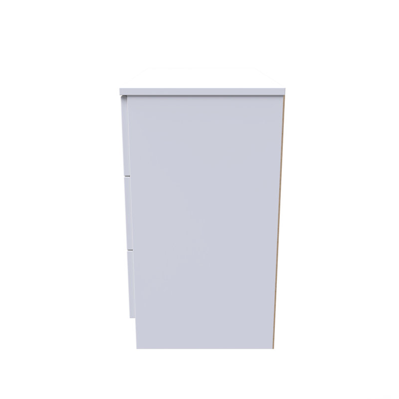 Fully Assembled Aidah 3 - Drawer Chest of Drawers, Uniform Grey Gloss/White