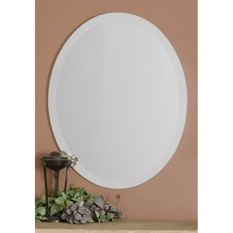 Advika Frameless Vanity Traditional Beveled Wall Mirror, 28" H x 22" W