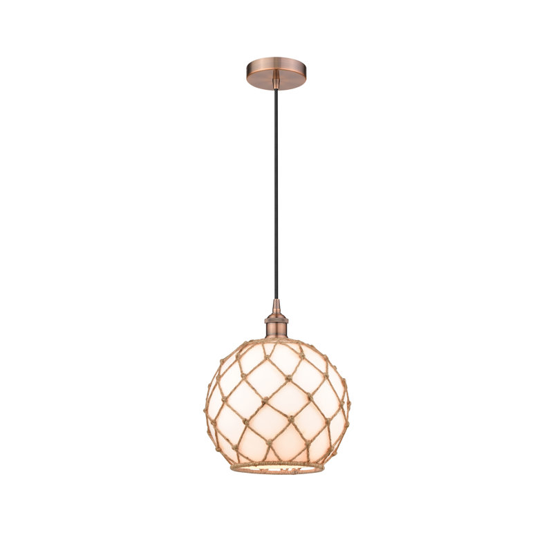 Luminaire suspendu simple à 1 lumière Larocque, Blanc / Brun, Rose