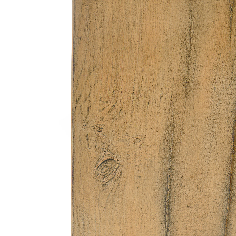 Wood-Look Square-Column MGO End Table With Distressed Finish For Indoor And Outdoor Versatile Use, Brown