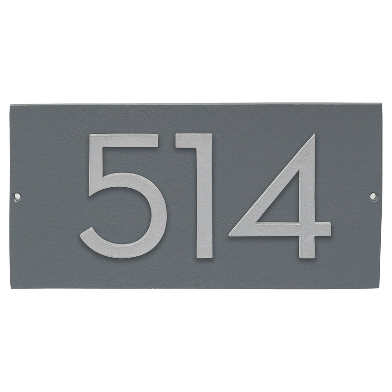 Plaque d’adresse murale flottante linéaire, Oui, gris, Argent