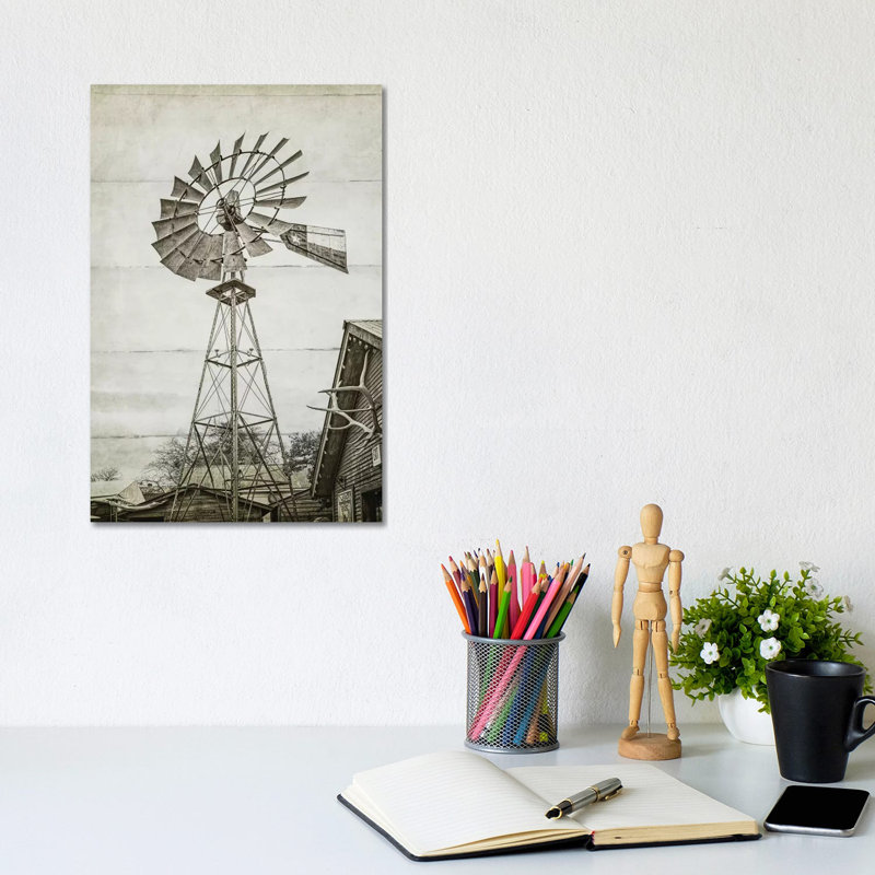 Windmill Waterpump by Graffi*Tee Studios - Wrapped Canvas Print, 20.32 cm H x 30.48 cm W
