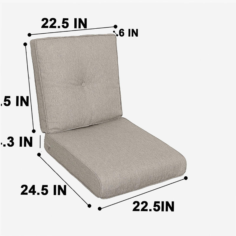 2 Pcs Set High Back Patio Chair Cushions, Tufted Rocking Chair Cushions, Adirondack Cushions for Garden Porch Home Office Chair Use,44'' x 22''x 4'', 2 Pack-Beige Brown