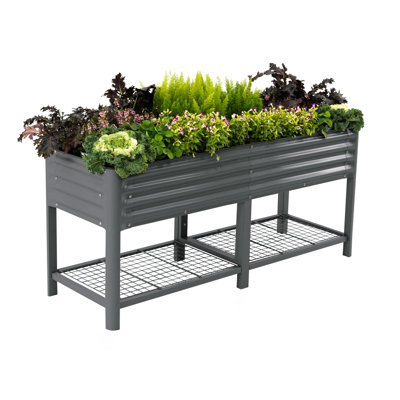 32" Tall 72" Long Metal Outdoor Elevated Planter