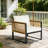 Abdel Outdoor Acacia Wood and Metal Patio Armchair with Cushions