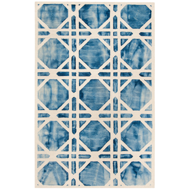 Dip Dye Hand Tufted Wool Geometric Rug, Rectangle 3' x 5'
