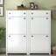 Armoire à chaussures blanche avec dessus en grain de bois et rangement pratique, motif à 4 tiroirs rabattables-1851741160-1851741165