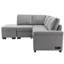 Canapé-lit modulaire en forme de L, canapé-lit d'angle avec repose-pieds avec rangement et accoudoirs cachés et charge USB pour le salon, gris