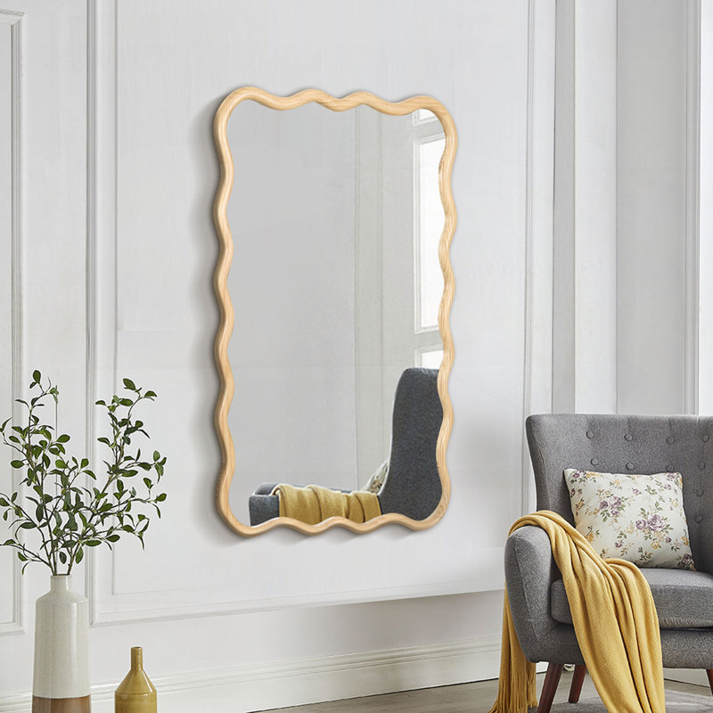 Décoration murale miroir en bois, Bois naturel