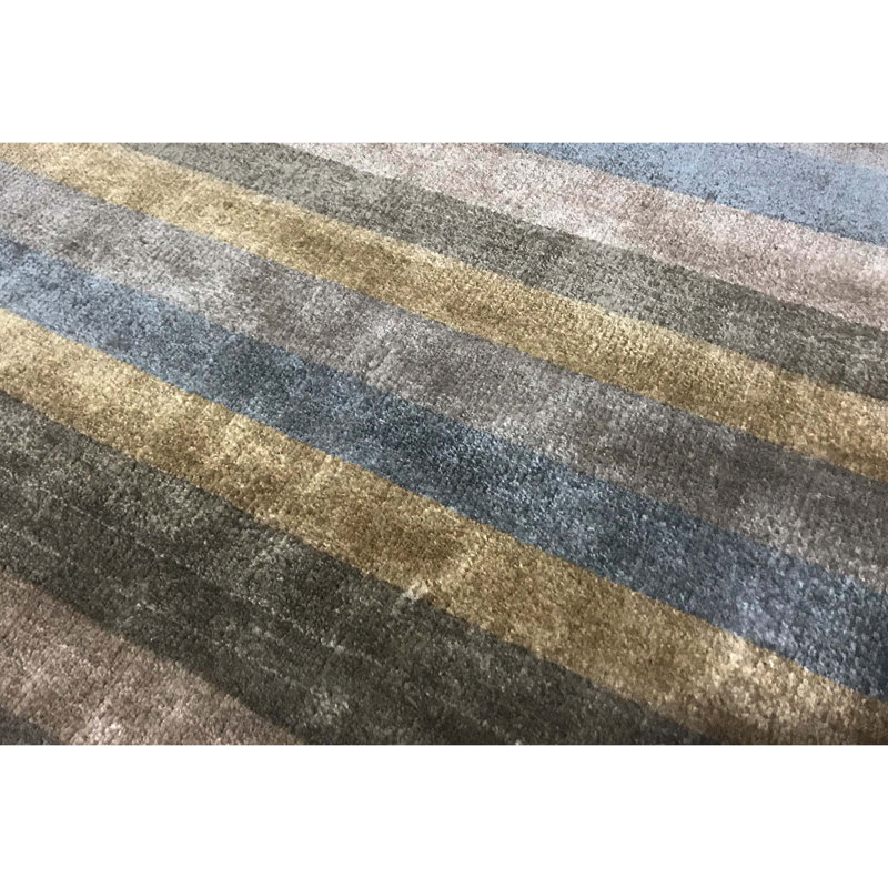 Ecco Gabeh Wool Striped Area Rug in Olive/Gray, Rectangle 7'9" x 9'9"