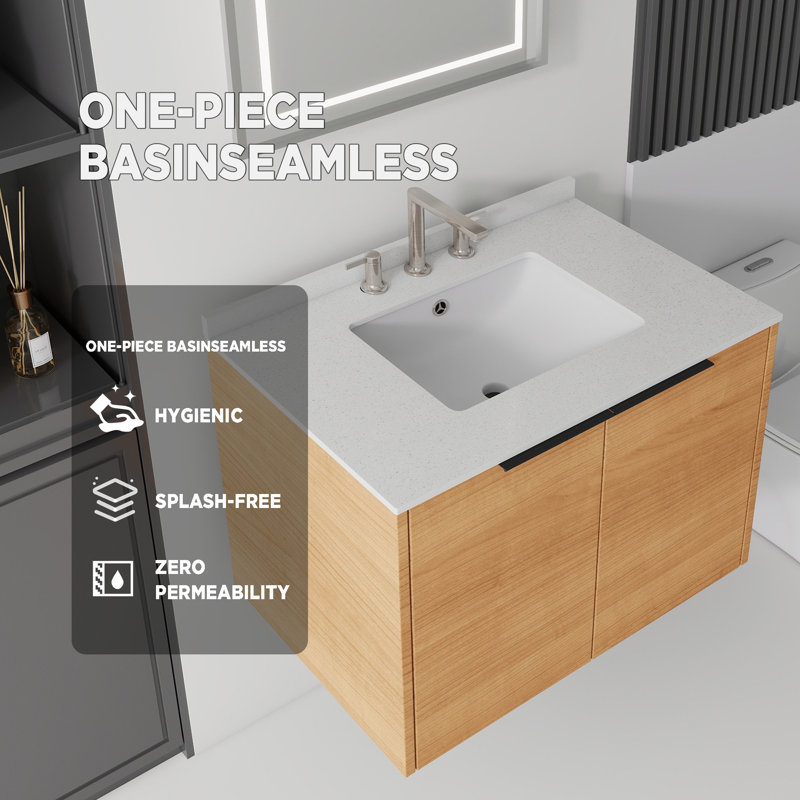 Meuble-lavabo flottant avec lavabo, Oak, 30" W