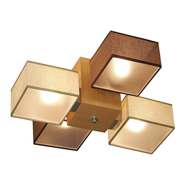 Miranda Semi Flush Mount, Brown/Beige, translucent, Natural oak wood