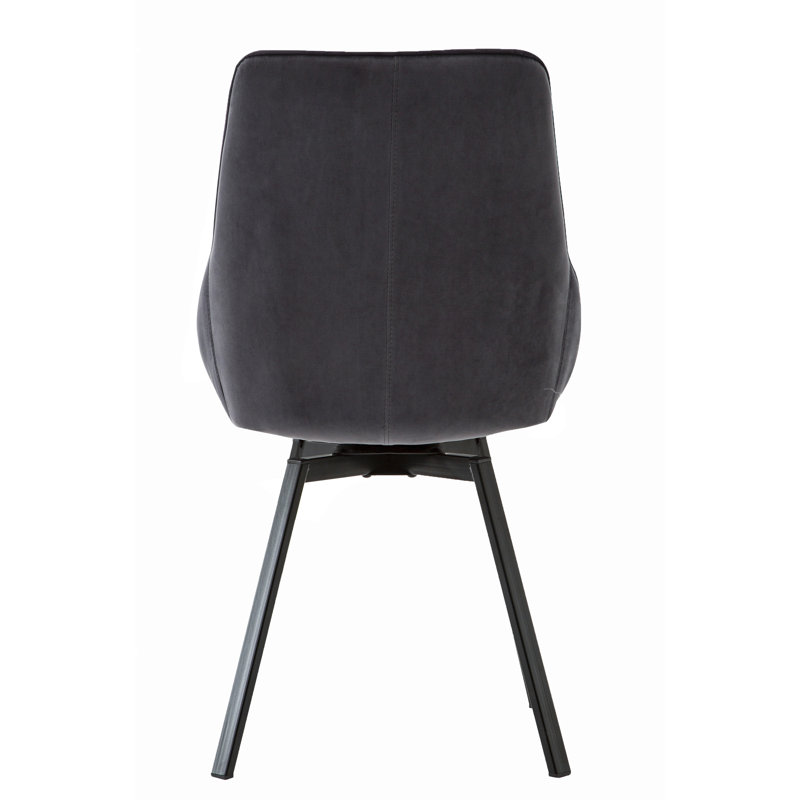 Kailyn Swivel Velvet Dining Chair with Steel Legs, Grey