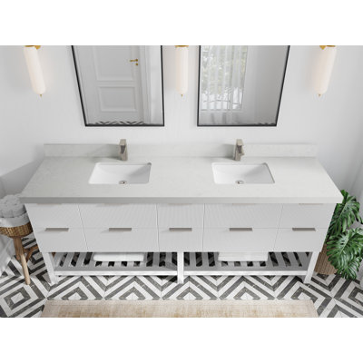 Meuble-lavabo double 84 po avec plateau Catalina