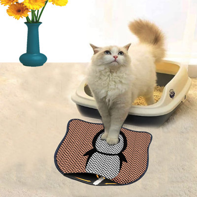 Tapis de litière durable pour chat, 15,7 po x 19,7 po | 50% PVC / 50% polyester, lavable à la machine et passer l'aspirateur | Parfait pour un nettoyage facile, conception antidérapante pour garder votre maison propre et fraîche, idéal pour les propriétaires d'animaux de compagnie