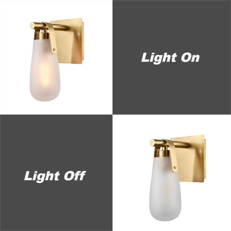 Raindrop Wall Sconce with Frosted Glass, Brass