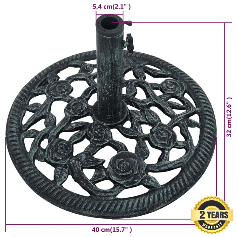 Kaneohe Cast Iron Free Standing Umbrella Base, Green