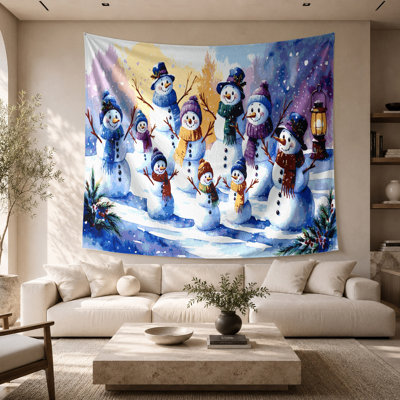 Tapisserie murale «Christmas Snowmen Familles»