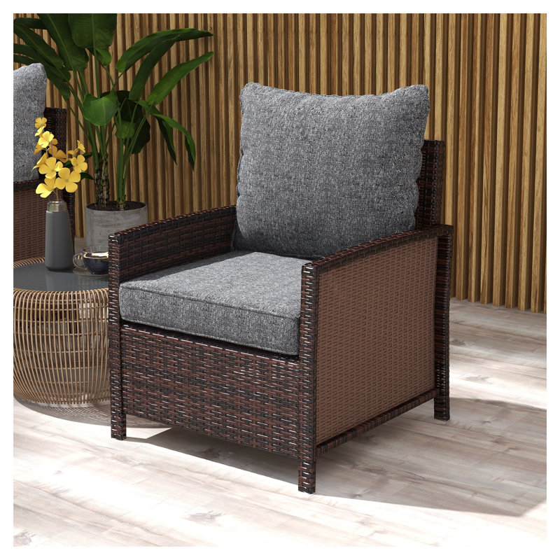 Ensemble de coussins et de coussins de dossier pour l'extérieur 4 pièces Outsunny, remplacements de sièges en tissu gris pour meubles de jardin