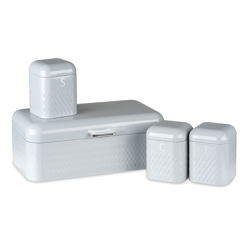 4 Piece Kitchen Canister Set, Grey