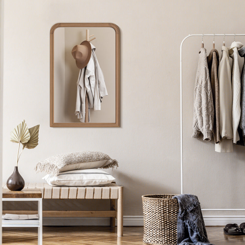 Ancell Solid Wood Mirror, 36" H x 24" W, Deep Honey