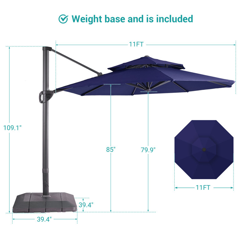 Auvent double en aluminium 11 pi, Bleu marine