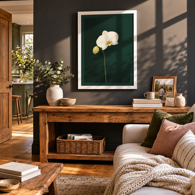 Orchid Study Botanical - Framed Print, Oak, A4 - 29.7 x 21.0 cm